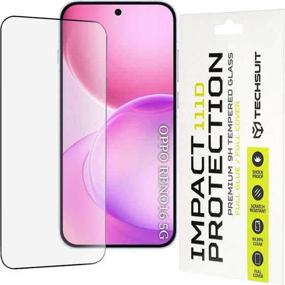 Techsuit - 111D Full Cover / Full Glue Glass - Oppo Reno16 / Reno16 Pro - Black