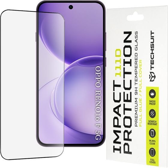 Techsuit - 111D Full Cover / Full Glue Glass - Oppo Reno16 F / Reno16 Fs - Black
