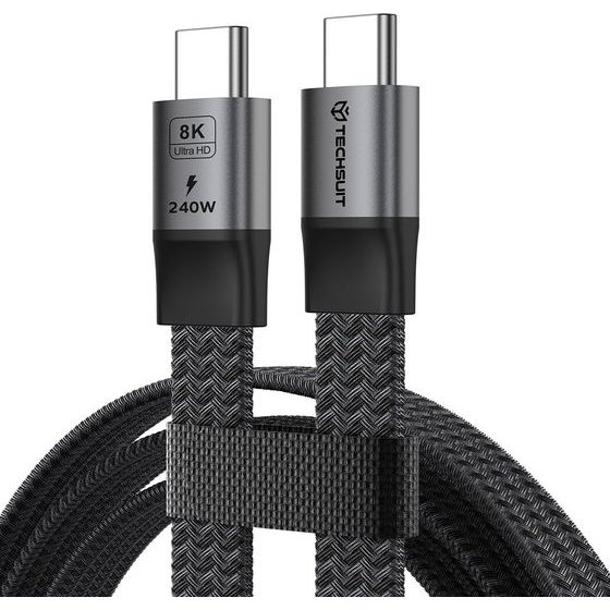 Techsuit - Premium Data Cable Elysiumsync Pro (CX1) - Type-C To Type-C, PD240W, USB4.0 Gen 4, 40Gbps, 8K@60Hz, 1m - Gray