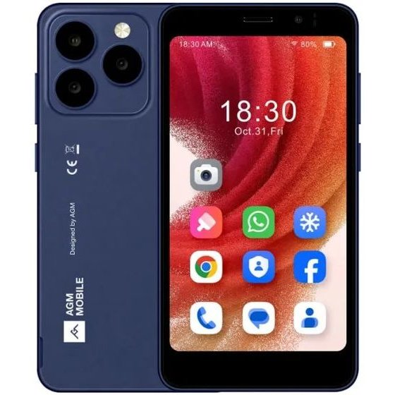 AGM N2 - Smart Mobile 4.96'' 4G �� Android 16 Go, ����������� �������� & IP54 (����) - (N2 BLUE)