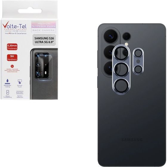 Volte-Tel Camera Glass Cover Samsung S26 Ultra 5G 6.9in 9H 0.30MM 3D Ar ALUMINIUM-Electroplating Frame BLUE
