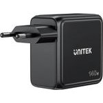 UNITEK Gan Charger With DISPLAY, 140W, 3xUSB-C - (P1132ABK01-EU)