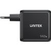 UNITEK Gan Charger With DISPLAY, 140W, 3xUSB-C - (P1132ABK01-EU)