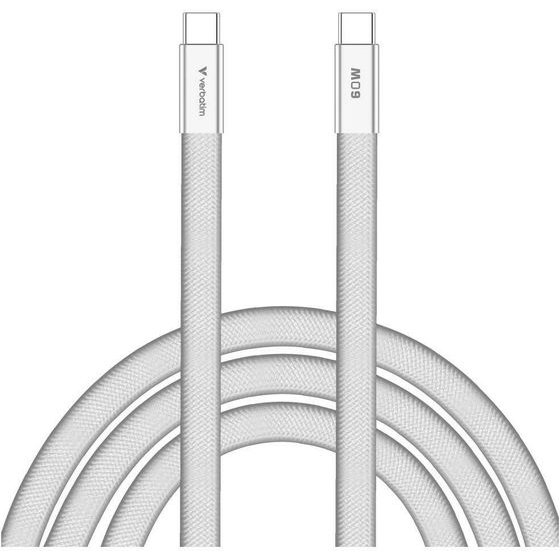 Verbatim Kabel Sync & Charge Softtouch USB-C Do USB-C 60W PD3.0 120cm Bialy - (30274)