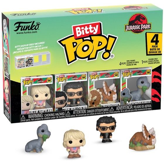 Funko Bitty Pop! 4-Pack: Jurassic Park - Ellie Sattler, Ian Malcolm, Triceratops, Brachiosaurus Vinyl Figures