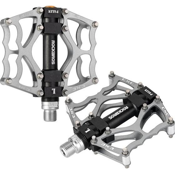 Rockbros 2010-12L Aluminum Platform Bicycle Pedals - Silver - (JT201012LS)