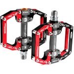 Rockbros Aluminum Bicycle Pedals With Sealed Bearings - Black And Red - (2010-12SBKR)