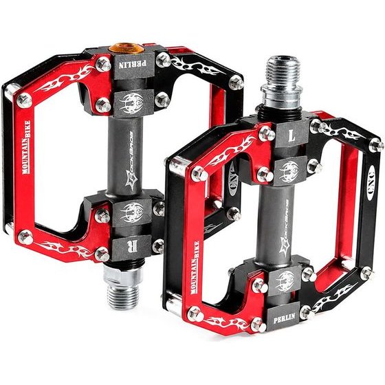 Rockbros Aluminum Bicycle Pedals With Sealed Bearings - Black And Red - (2010-12SBKR)