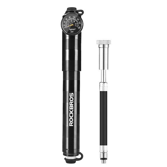 Rockbros HQ-67A-L03 Bk Bicycle Pump With Pressure Gauge - Black - (HQ-67A-L03BK)