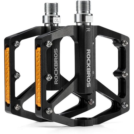 Rockbros K371 Reflective Aluminum Bicycle Pedals With Sealed Bearings - Black 5907769390821 - (37210003001)