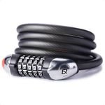 Rockbros RKS531 Bicycle Lock With 5-Digit code, Steel cable, 120 cm, With Led Lighting - Black - (RKS531-BK)