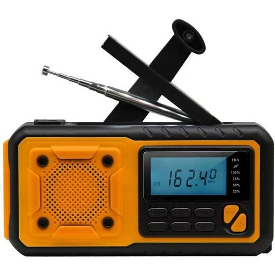IPX3 AM/Fm Emergency Radio With Hand Crank, Flashlight, Power Bank And Solar Panel OEM - (376)