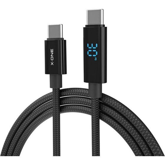 X-One Boltlink Led Display Data Cable - Type C To C - Max 100W 1,5 m black