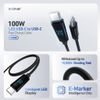 X-One Boltlink Led Display Data Cable - Type C To C - Max 100W 1,5 m black