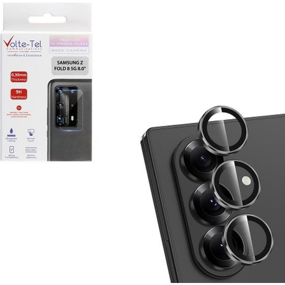 Volte-Tel Camera Glass Cover Samsung Z Fold 8 5G 8.0in 9H 0.33MM Premium Easy Application BLACK