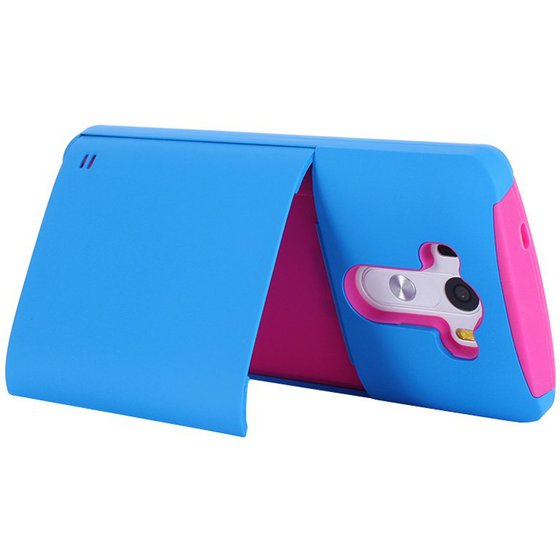 PLASTIC + SILICONE COMBINATION CASE WITH HOLDER & BUSINESS CARD HOLDER FOR LG G3 / D855(����)