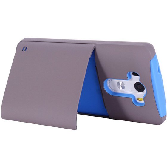 PLASTIC + SILICONE COMBINATION CASE WITH HOLDER & BUSINESS CARD HOLDER FOR LG G3 / D855(����)