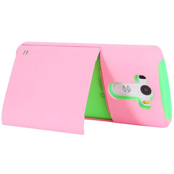 PLASTIC + SILICONE COMBINATION CASE WITH HOLDER & BUSINESS CARD HOLDER FOR LG G3 / D855(���)