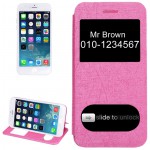 STROKES TEXTURE BOOK LEATHER CASE WITH CALL DISPLAY ID FOR IPHONE 6(MAGENTA)