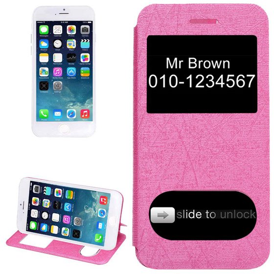 STROKES TEXTURE BOOK LEATHER CASE WITH CALL DISPLAY ID FOR IPHONE 6(MAGENTA)
