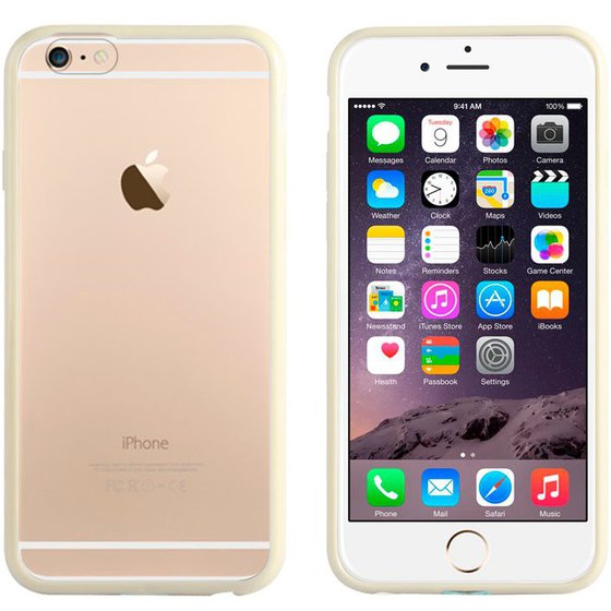 TPU BUMPER FRAME + MATTE CLEAR PLASTIC BACK CASE FOR IPHONE 6 (BEIGE �������)