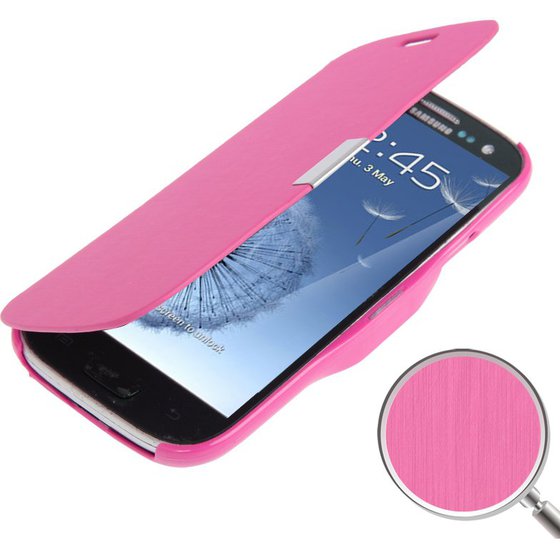 ���� ICASE BRUSHED TEXTURE BOOK MAGNETIC BUCKLE LEATHER ��� SAMSUNG GALAXY S III / I9300 (MAGENTA)