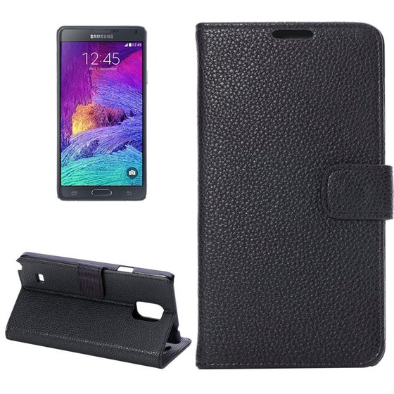 ���� ICASE LITCHI TEXTURE MAGNETIC BUTTON BOOK LEATHER ��� SAMSUNG GALAXY NOTE 4 (�����)