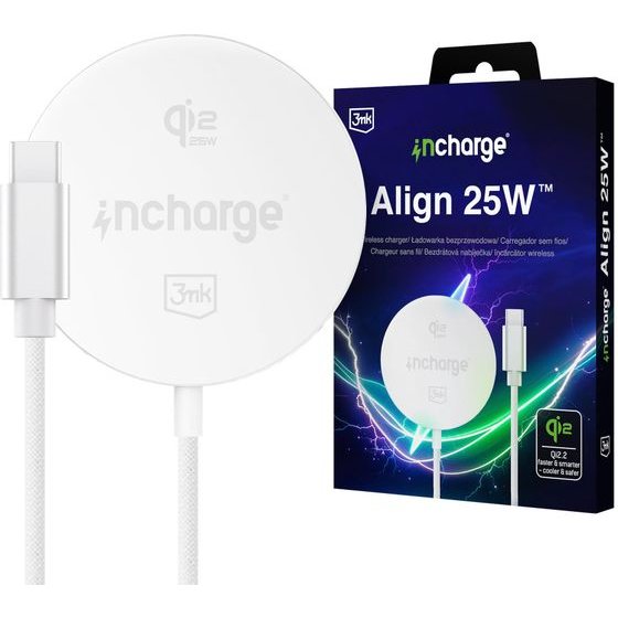 3mk Protection 3mk incharge Align Qi2.,2 25W for Android White - (W-3mkICASW-AlignW)