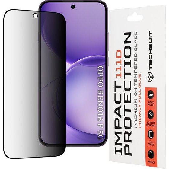 Techsuit - 111D Privacy Full Glue - Oppo Reno16 F / Reno16 Fs - Black