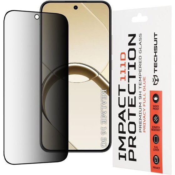 Techsuit - 111D Privacy Full Glue - Realme 16 5G - Black
