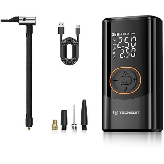 Techsuit - Car Compressor Airxpert Pro (AI2) - Wireless, With Flashlight, Led Display, 1500mAh - Black