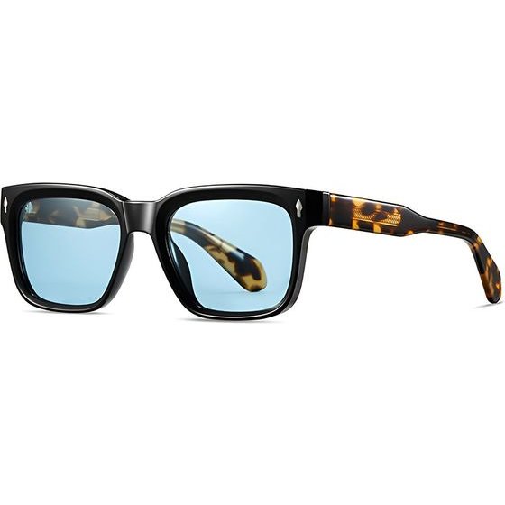 Techsuit - Polarized Sunglasses (31246) - For Men, UV400, TR90, Flat-Top Shape, Vintage - Print / Blue