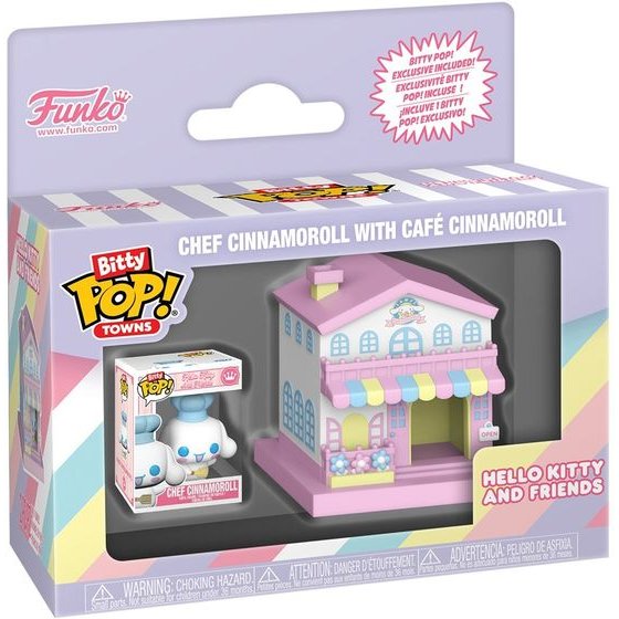 Funko Bitty Pop! Towns: Hello Kitty And Friends - Chef Cinnamoroll With Cafe Cinnamoroll Vinyl Figures