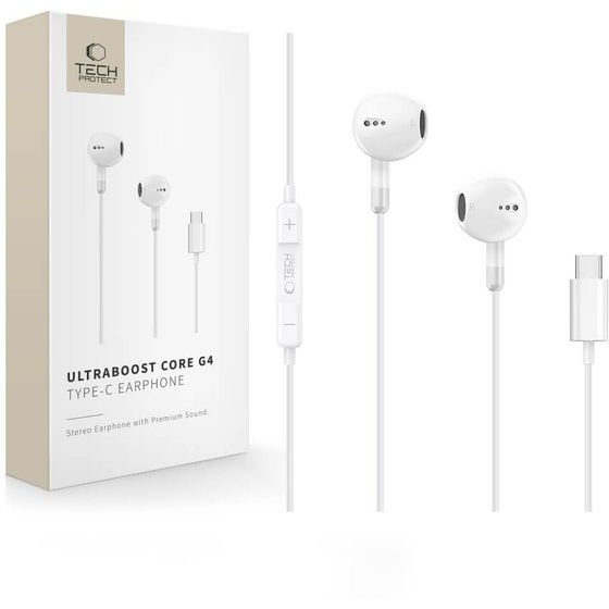 Tech-Protect Ultraboost TYPE-C Earphone Core G4 WHITE
