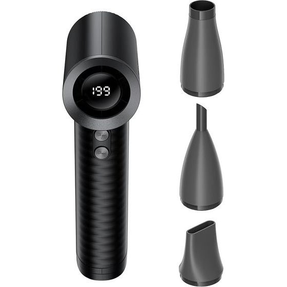 Acefast - Portable Fan (YF4) - High-Speed Blower, 199 Levels, 3 Nozzles, 77000rpm, 4000mAh, Led Display, Type-C - Black