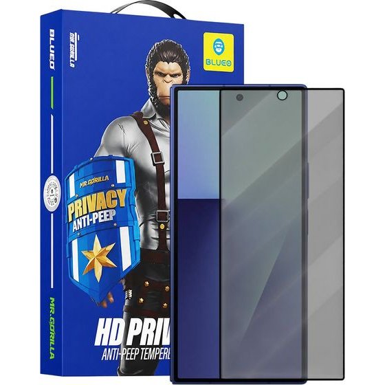 BLUEO - Anti-Peep Privacy Glass - Samsung Galaxy Z Fold7 / Z Fold8 Ultra - Black