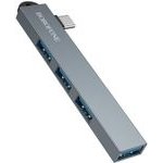Borofone - 4in1 Hub - Type-C To 3x Usb 2.0, 1x Usb 3.0, Aluminium Alloy, Plug&Play, Up To 5GBps - Metal Gray - (FH1A)