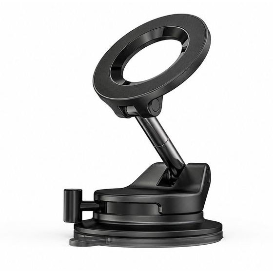 Lisen - Car Holder (A608) - Magnetic Grip, For Dashboard, Foldable, 360� Adjustable, With Larger Bottom Suction Cup - Black