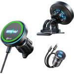 Lisen - Car Holder With Wireless Charger W116 - For Air Vent / Dashboard, With Cooling Fan, 25W, Qi2.2 - Black - (YL0225060018)
