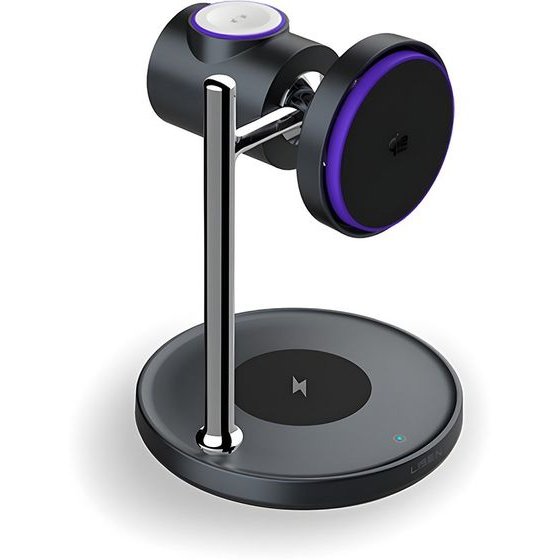 Lisen - Wireless Charging Station W120 3-in-1 - Built-In Fan, Sleep Mode, Fast Charge, 25W Max, Qi2.2 - Black - (YL0325090022)