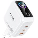 Yesido - Wall Charger (YC114) - With Tft Display, USB, 2x Type-C, GaN, Fast Charging, For Phone, Tablet, 140W - White