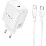 Borofone ��������� �������� Gan USB-C PD40W + ������� �������� USB-C �� USB-C ������ - (BN33 Fuente)