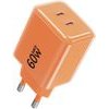 FORCELL Phone Charger F-Energy Gan Iii Crystal Color 2x Usb C Avs SSFC3.0 60W + Silicone Cable Usb C To Usb C VT-60 orange