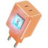 FORCELL Phone Charger F-Energy Gan Iii Crystal Color 2x Usb C Avs SSFC3.0 60W + Silicone Cable Usb C To Usb C VT-60 orange