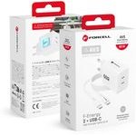FORCELL Phone Charger F-Energy Gan Iii Crystal Color 2x Usb C Avs SSFC3.0 60W + Silicone Cable Usb C To Usb C VT-60 white