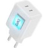 FORCELL Phone Charger F-Energy Gan Iii Crystal Color 2x Usb C Avs SSFC3.0 60W + Silicone Cable Usb C To Usb C VT-60 white