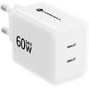 FORCELL Phone Charger F-Energy Gan Iii Crystal Color 2x Usb C Avs SSFC3.0 60W + Silicone Cable Usb C To Usb C VT-60 white
