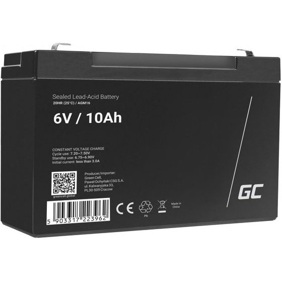Green Cell Ups Battery Sealed Lead Acid (VRLA) 6 V 10 Ah - (AGM16)