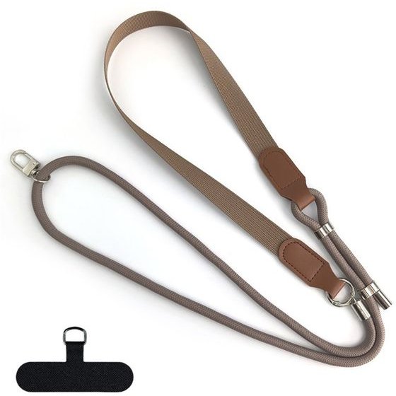 Techsuit - Urbanloop (TLN11) - Neck/Crossbody Wear, For Phone Cases, 100cm-140cm Length Adjustmen, Nylon + Pu - Cafe Au Lait