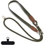 Techsuit - Urbanloop (TLN5G) - Neck/Crossbody Wear, For Phone Cases, 100cm-140cm Length Adjustmen, Nylon + Pu - Army Green